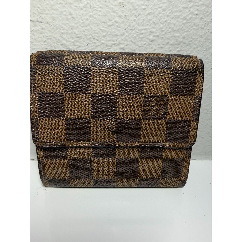 Louis Vuitton Brown Damier Ebene Compact Snap Wallet with Gold Hardware
